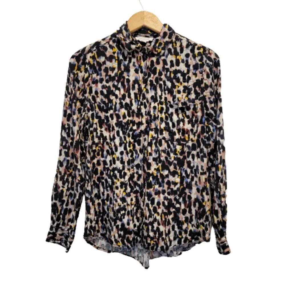 BeachLunchLounge Viscose Animal Print Blouse Brown Cream Size S